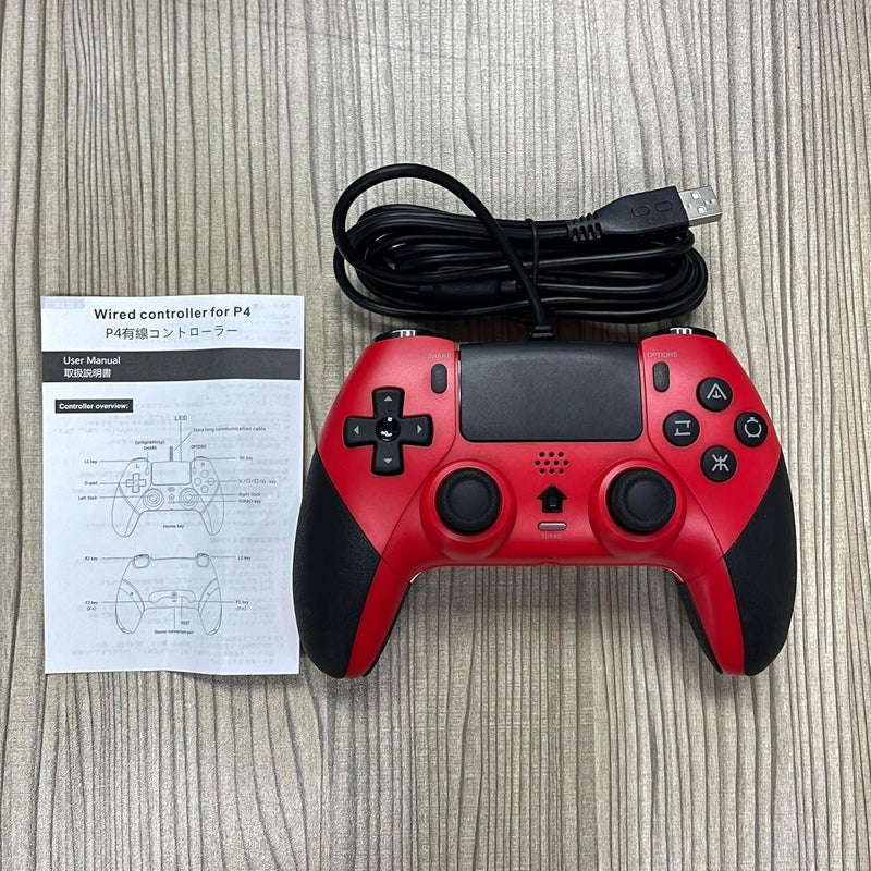 GAMFAMI Wired Controller Gamepad for Playstation 4 with Advanced Programming Buttons Dual Vibration Shock Joystick Gamepad for PS4/PS4 Slim/PS4 Pro and PC (Red) - Image 5